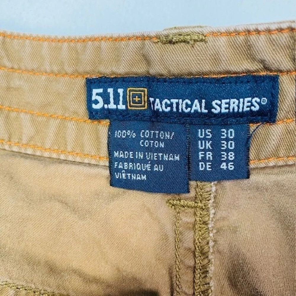 5.11 Tactical Series Men Brown Cotton Canvas Cargo Shorts Size 30 Coyote Utility